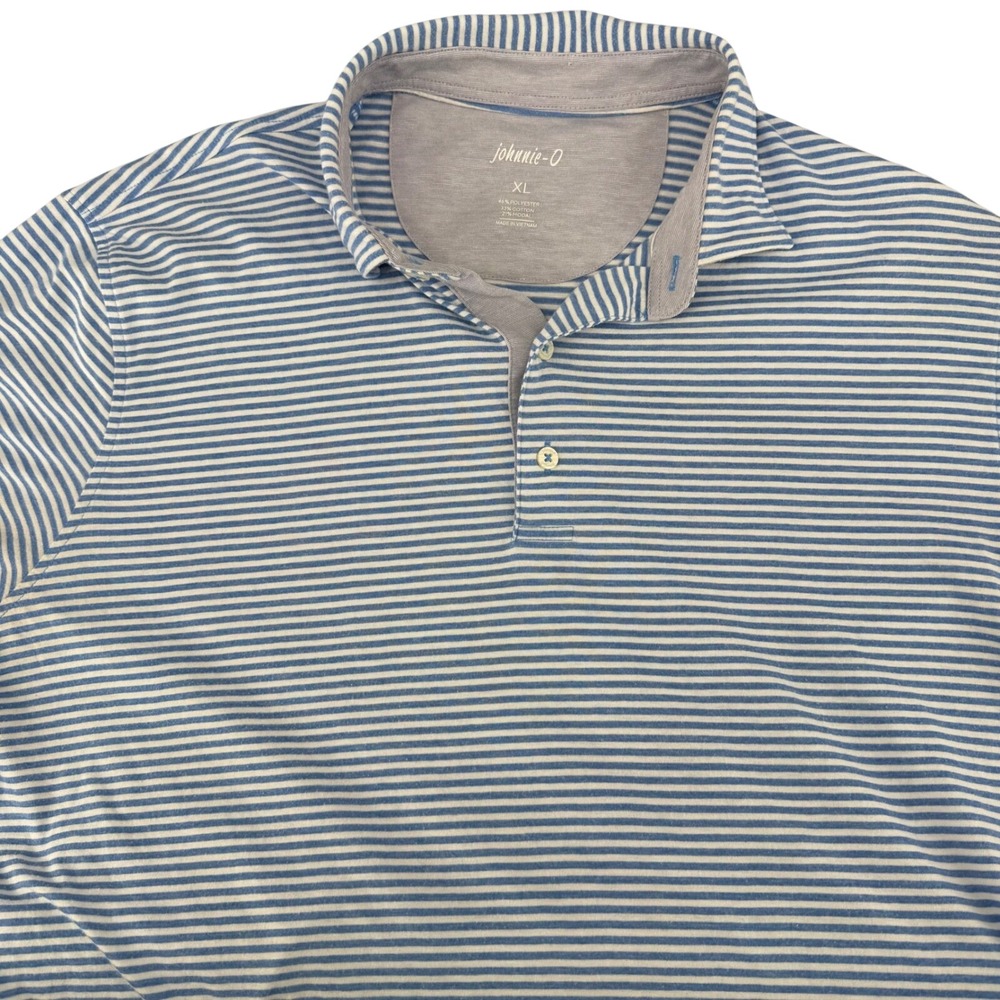Johnnie-O Mens XL Torrey Polo Shirt Blue White Striped Dallas Cowboys Golf Club